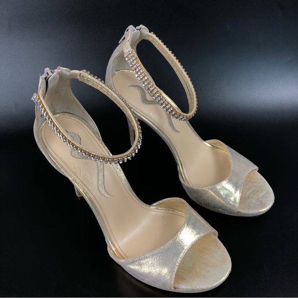 Nina Strappy Rhinestone Heels (8.5)